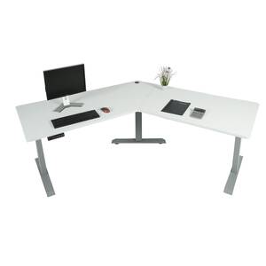 Schreibtisch MCW-D40, Computertisch, 120° elektrisch höhenverstellbar ~ weiß, grau
