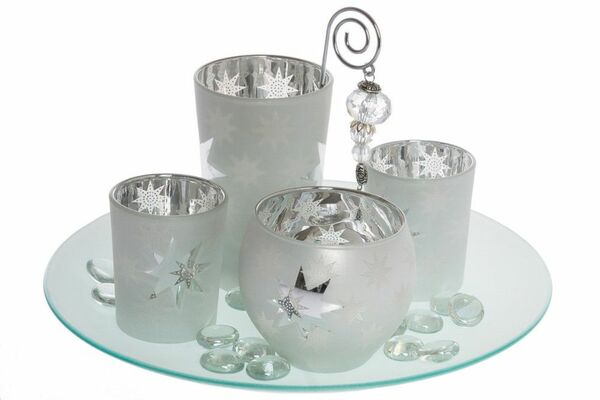 Bild 1 von My Flair Deko-Glas-Set Stern, weiß/silber