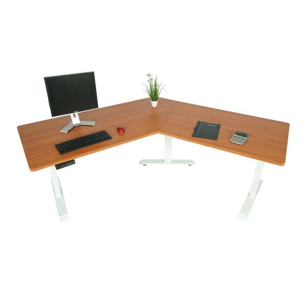 Bild 1 von Schreibtisch MCW-D40, Computertisch, 120° elektrisch höhenverstellbar ~ natur, weiß