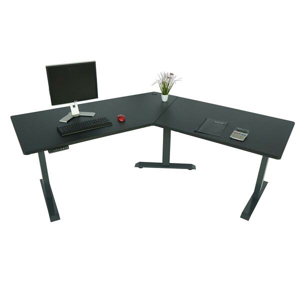 Bild 1 von Schreibtisch MCW-D40, Computertisch, 120° elektrisch höhenverstellbar ~ schwarz, anthrazit-grau