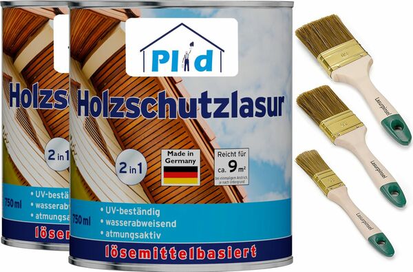 Bild 1 von Premium Holzschutzlasur Holzlasur Holzschutz Holzgrundierung Set Nussbaum