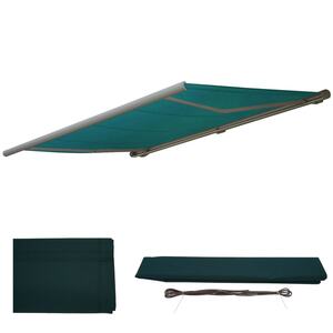 Ersatz-Bezug für Markise H123, Vollkassette Ersatzbezug Sonnenschutz 4,5x3m ~ Polyester blau-grün
