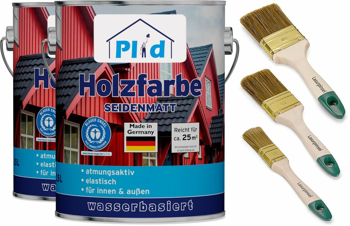 Bild 1 von Premium Holzfarbe Holzlack Farbe für Holz Pinsel Anthrazitgrau