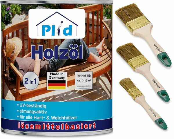 Bild 1 von Premium Holzöl Pflegeöl Holzschutz Imprägnieröl Pinsel Teak