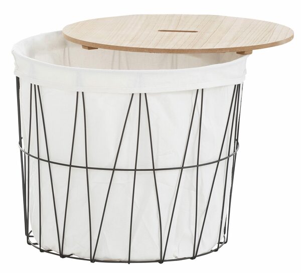 Bild 3 von andas Wäschekorb Vaxholm, Wäschesammler, mit abnehmbarem Deckel, aus Stoff und Metall, Ø 46 cm
