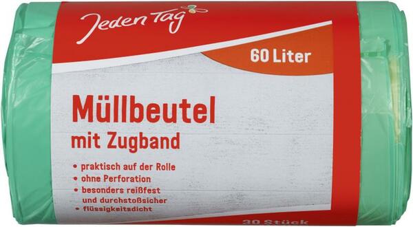 Bild 1 von Jeden Tag Müllbeutel mit Zugband 60 Liter