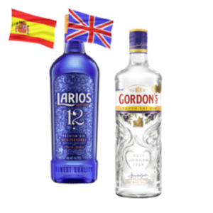 Gordon´s London Dry Gin, Gordon´s Alcohol free oder Larios 12 Gin