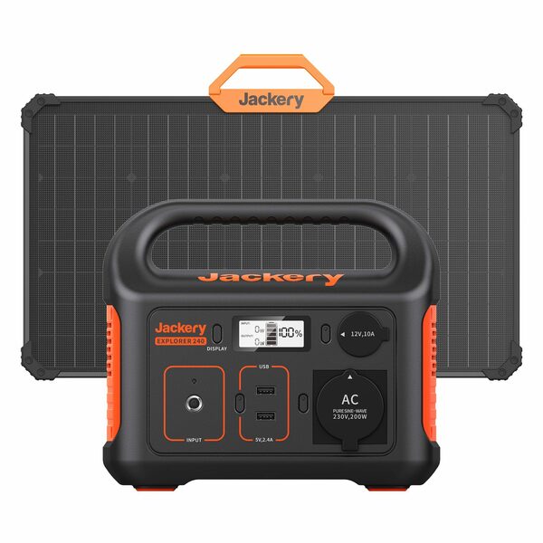 Bild 1 von Jackery Stromgenerator Solargenerator 240 80W, tragbare Powerstation mit 80W Solarpanel, 0,40 in kW, (2-tlg), tragbar für Camping Outdoor