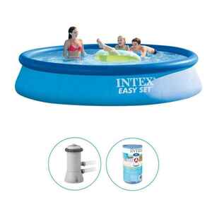 Intex - Easy Set - Pool mit Filterpumpe - 396x84 cm - Rund - Aufblasbarer Pool