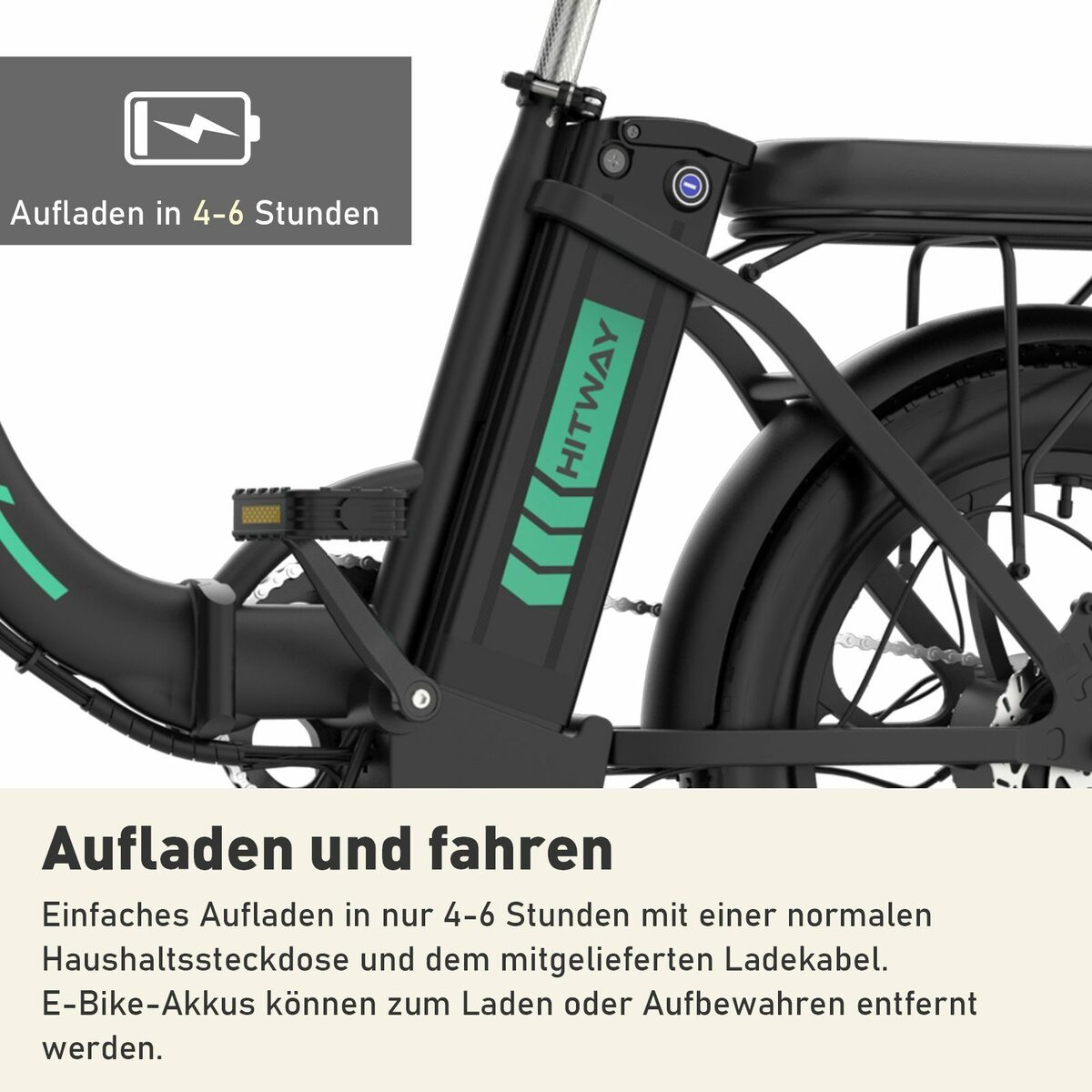 Bild 3 von HITWAY E-Bike 20" Fat Tire klapprad,250W/36V/11,2Ah Max.Reichweite bis zu 35-90km