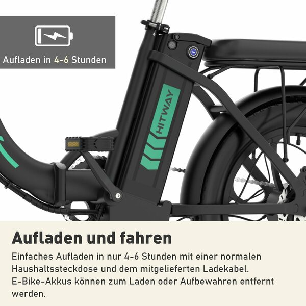 Bild 3 von HITWAY E-Bike 20" Fat Tire klapprad,250W/36V/11,2Ah Max.Reichweite bis zu 35-90km