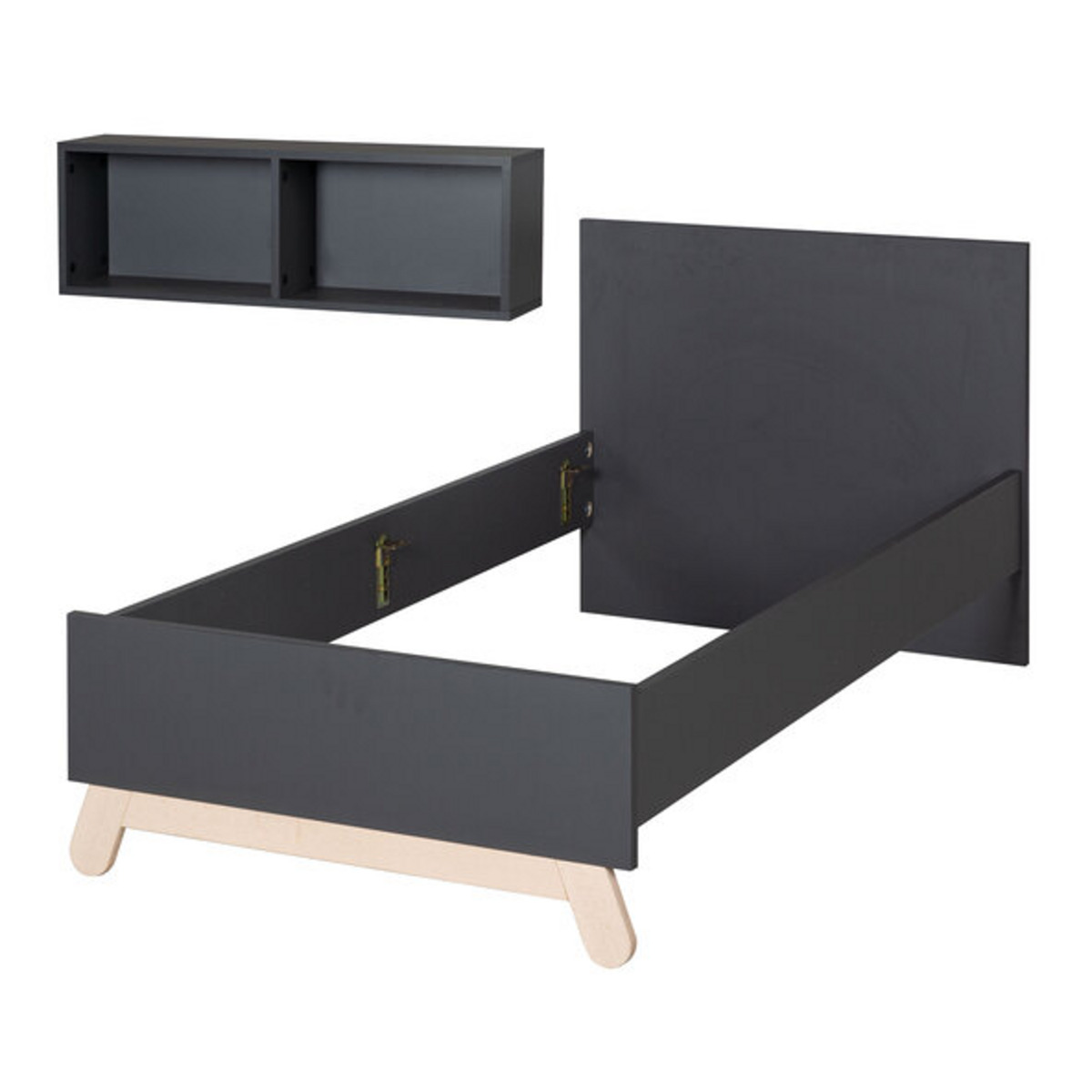 Bild 1 von Jugendbett inkl. Wandregal, anthrazit