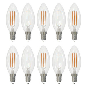 LED-Retro-Leuchtmittel Kerze E14 4,9 W 470 lm, 10er-Set – Energieeffizienzklasse F