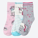 Bild 1 von Mädchen-Socken mit Einhorn-Motiven, 3er-Pack
