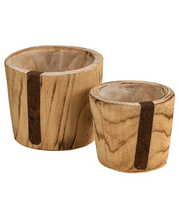 Bild 2 von Dehner Holz-Übertopf Loxley, rund, natur