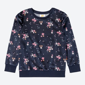 Mädchen-Velours-Shirt mit Blumenmuster