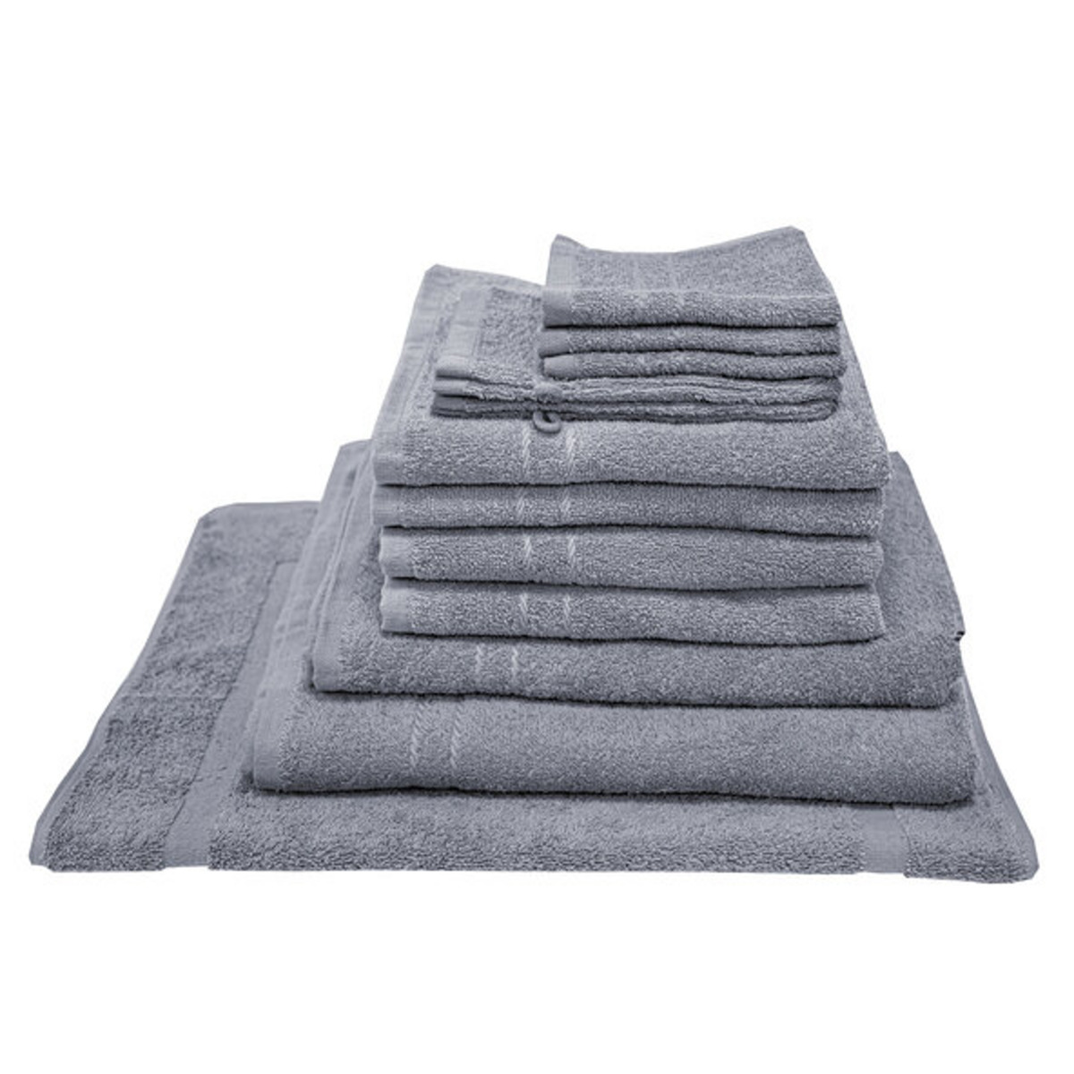 Bild 1 von 12er Frottierset Basic, steingrau inkl. Badvorleger
