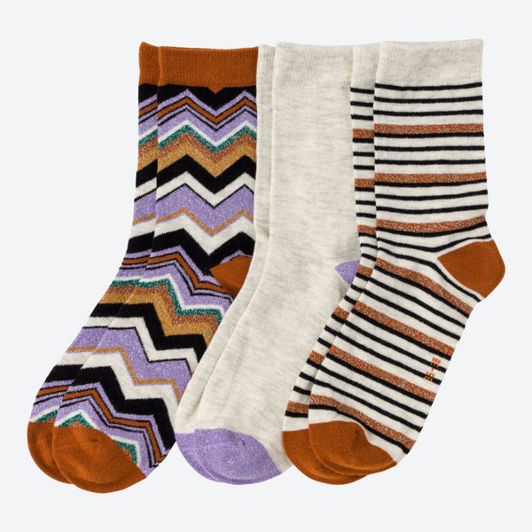 Bild 1 von Damen-Socken mit trendigem Muster, 3er-Pack
