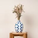 Bild 1 von Vase Keramik Wellen Weiß Blau