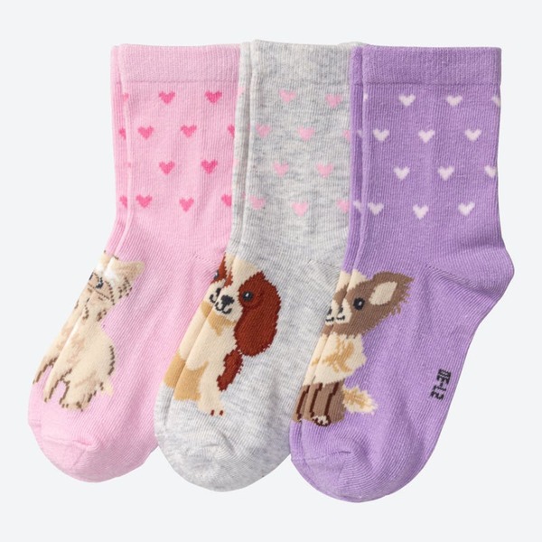 Bild 1 von Mädchen-Socken mit Tier-Motiven, 3er-Pack