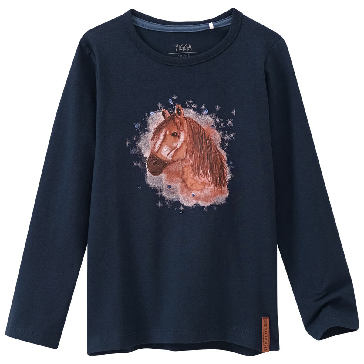 Bild 1 von Mädchen Langarmshirt mit Pferde-Print