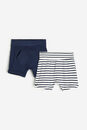 Bild 1 von H&M 2er-Pack Jerseyshorts Weiß/Marineblau gestreift in Größe 68. Farbe: White/navy blue striped