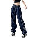 Bild 1 von Baonmy Fallschirmhosen Cargohose Damen Baggy,Y2k Baggy Lange Hosen Elastische Taille Hose Streetwear,Teenager Hip Hop Schnürung Frauen 90er Aesthetic Vintage Lang Freizeithose Parachute Pants