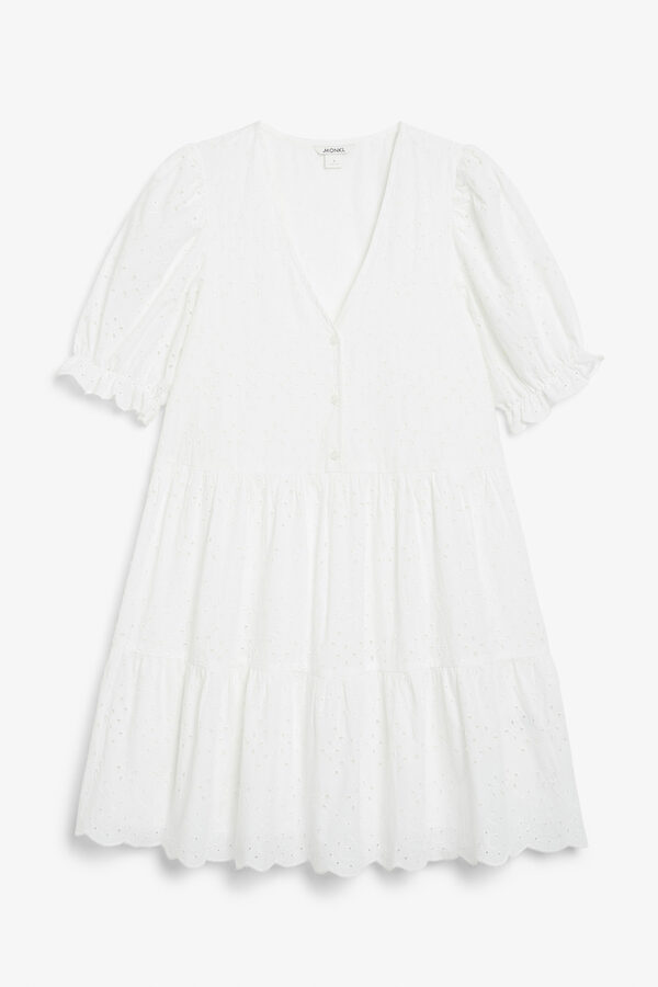 Bild 1 von Monki Gerüschtes Babydoll-Kleid Weiß, Alltagskleider in Größe M. Farbe: White