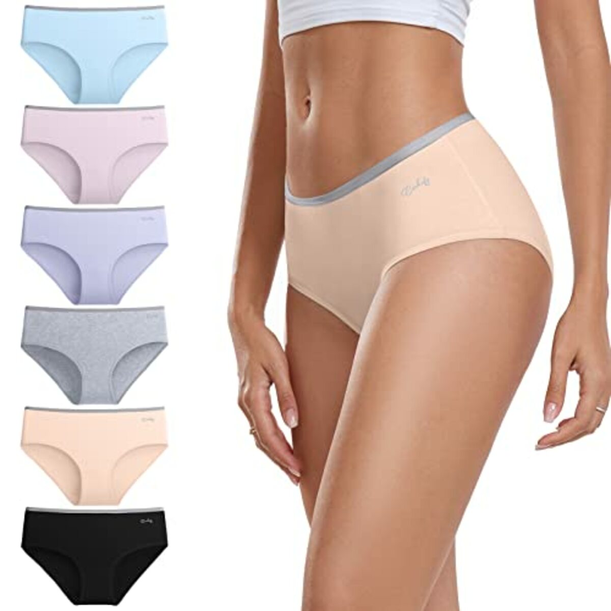 Bild 1 von coskefy Unterhosen Damen Stretch Baumwolle Mittel Taille Slips Weich Unterwäsche 6er Pack