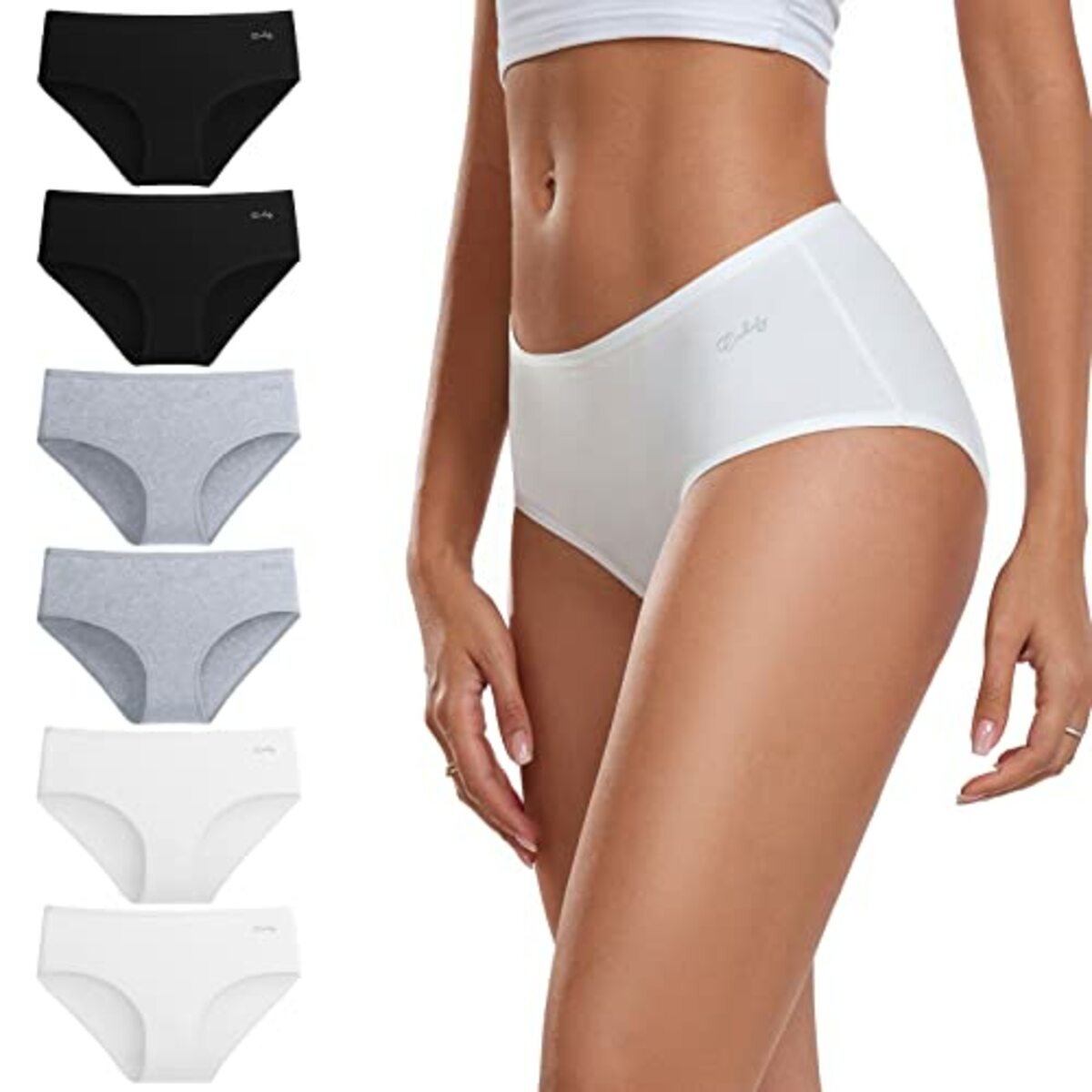 Bild 1 von coskefy Unterhosen Damen Stretch Baumwolle Mittel Taille Slips Weich Unterwäsche 6er Pack