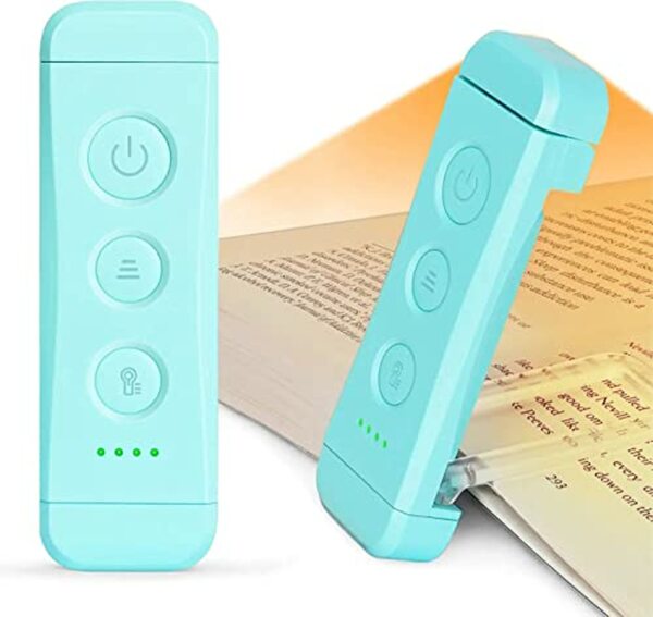 Bild 1 von Glocusent USB wiederaufladbare Buchlicht für das Lesen im Bett, tragbare Clip-on LED-Leselicht, 3 Bernsteinfarben & 5 Helligkeit dimmbar, kompakt & langlebig, Geschenk für Buchliebhaber, Kinder