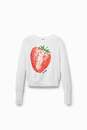 Bild 1 von Weißer Cropped Pullover mit Erdbeere
