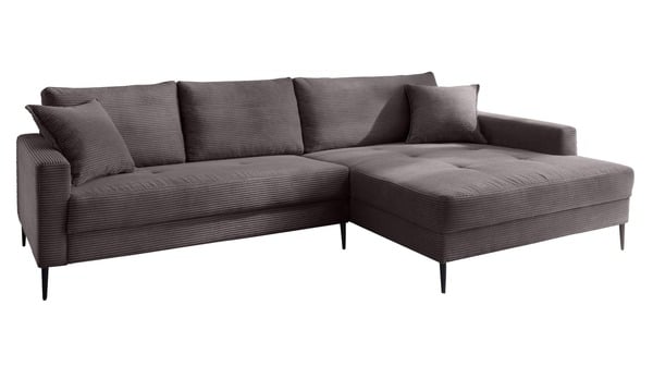 Bild 1 von Ecksofa Cordbezug dunkelgrau 276 x 173 cm - SUMMER