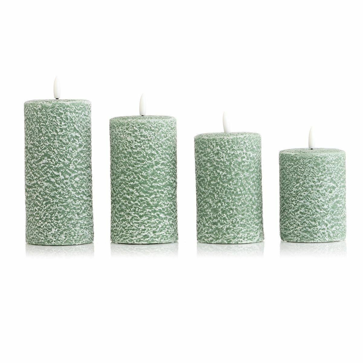 Bild 1 von ELAMBIA 4 LED-Kerzen Schneefinish Flamme Luma H. 13, 15, 17 & 19cm