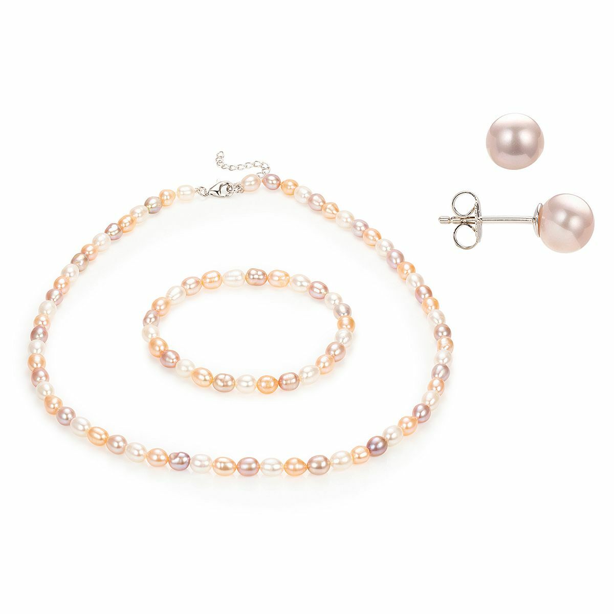 Bild 1 von PERLEA 3tlg. Set Süßwasserzucht- perlen 6-7mm Silber rhodiniert