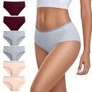 Bild 1 von coskefy Unterhosen Damen Stretch Baumwolle Mittel Taille Slips Weich Unterwäsche 6er Pack