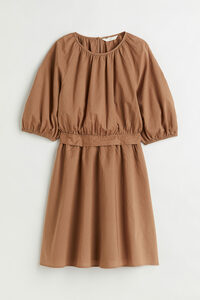 H&M Kleid mit Bindebändern Dunkelbeige, Alltagskleider in Größe XL. Farbe: Dark beige