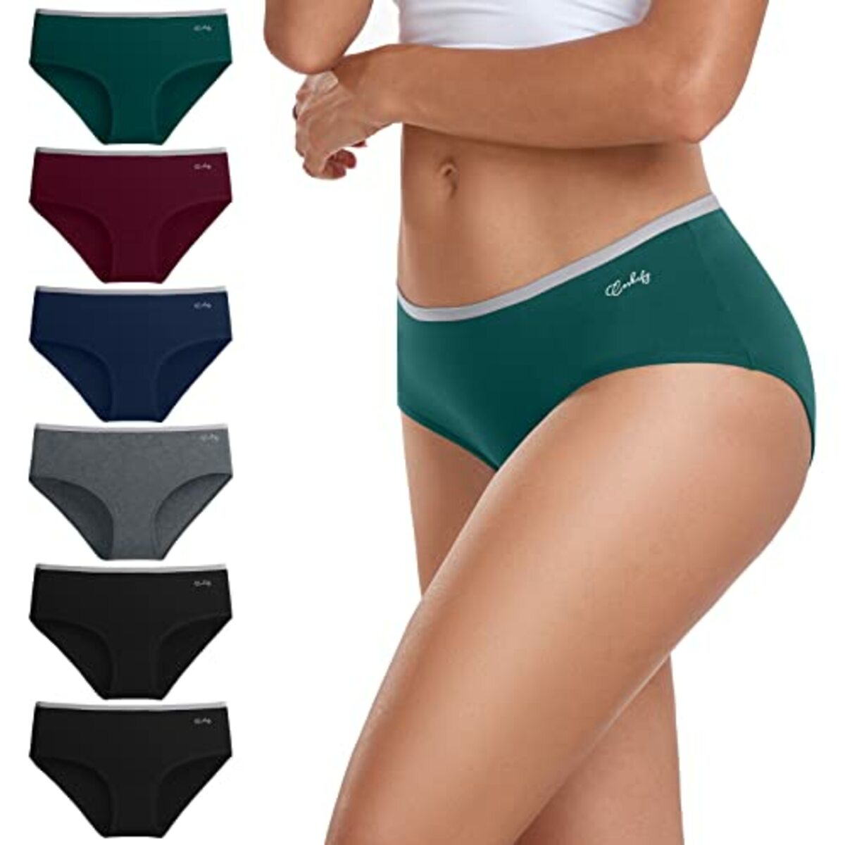 Bild 1 von coskefy Unterhosen Damen Stretch Baumwolle Mittel Taille Slips Weich Unterwäsche 6er Pack