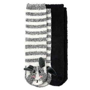 2 Paar Damen Kuschelsocken mit ABS-Sohle