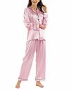 Bild 1 von GAESHOW Damen-Pyjama-Set, Seide, Satin, langärmelig, Nachtwäsche, Loungewear für alle Jahreszeiten