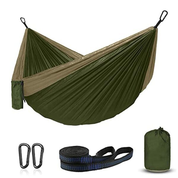 Bild 1 von Hängematte Outdoor Ultraleicht mit Seilabdeckungen, Reise Hängematte Ultraleicht Atmungsaktiver Nylon Fallschirm Hängematten für Outdoor Camping, Garten & Strand -450lb Tragkraft