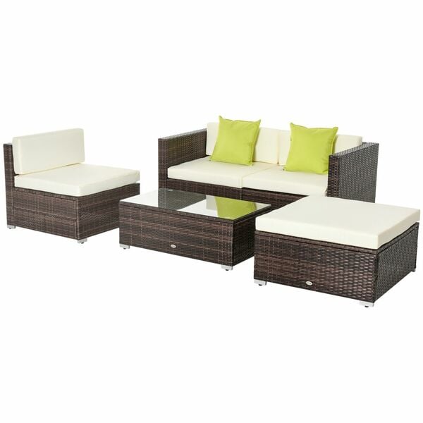 Bild 1 von Outsunny 5-tlg. Polyrattan Gartenmöbel Set Gartengarnitur Garten-Set Sitzgruppe Loungeset Loungemöbe