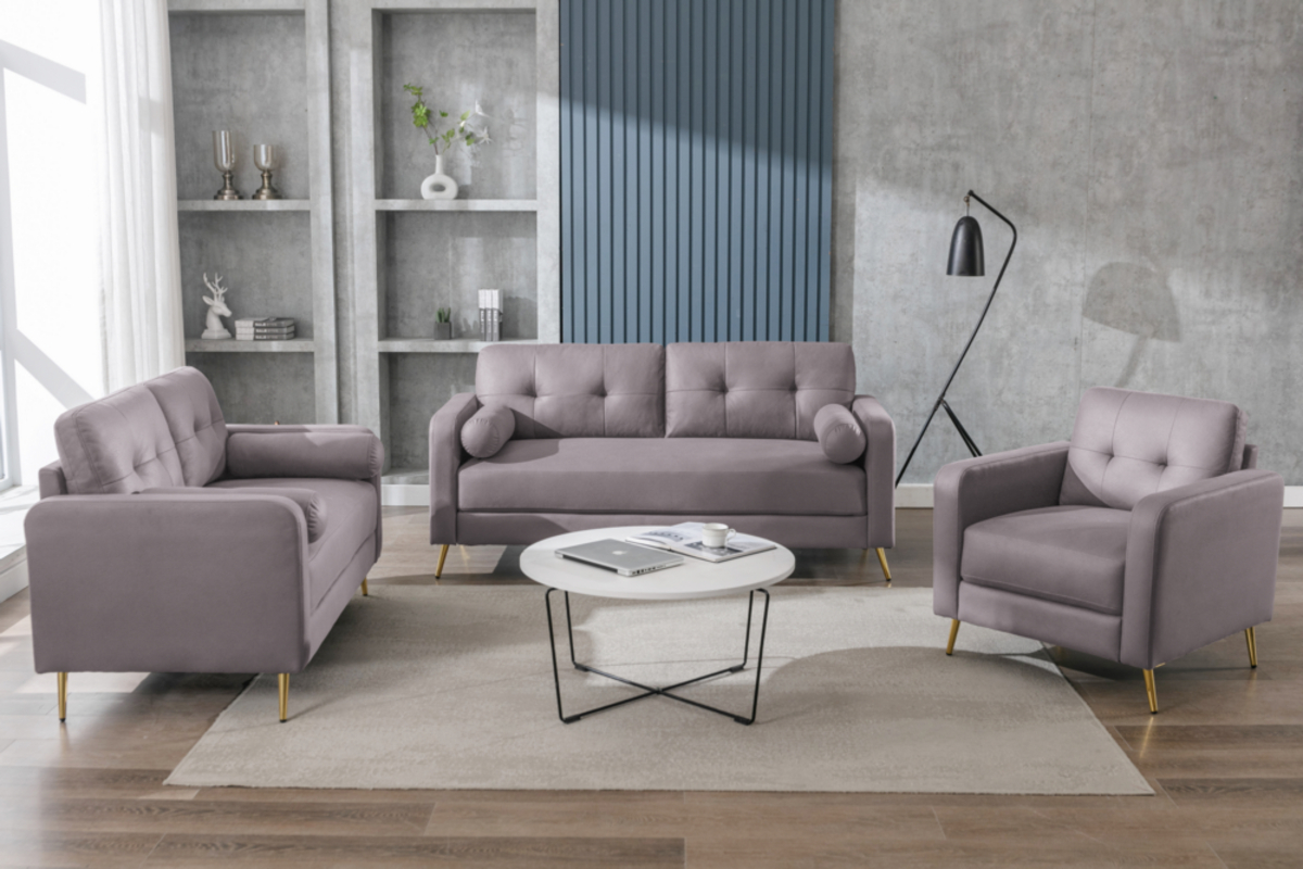 Bild 1 von Happy Home Sofaset 3tlg. Couchgarnitur 3-2-1-Sitzer hellbraun