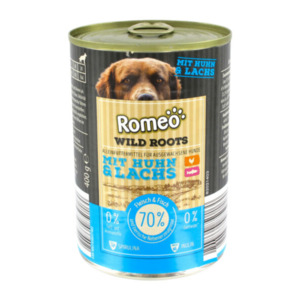 Wild Roots Hunde-Nassfutter Huhn & Lachs, 12x 400 g