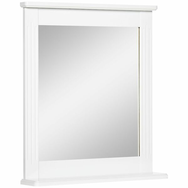 Bild 1 von kleankin Badspiegel mit Ablage Badezimmerspiegel Wandspiegel Modernes Design platzsparend Weiß 55 x
