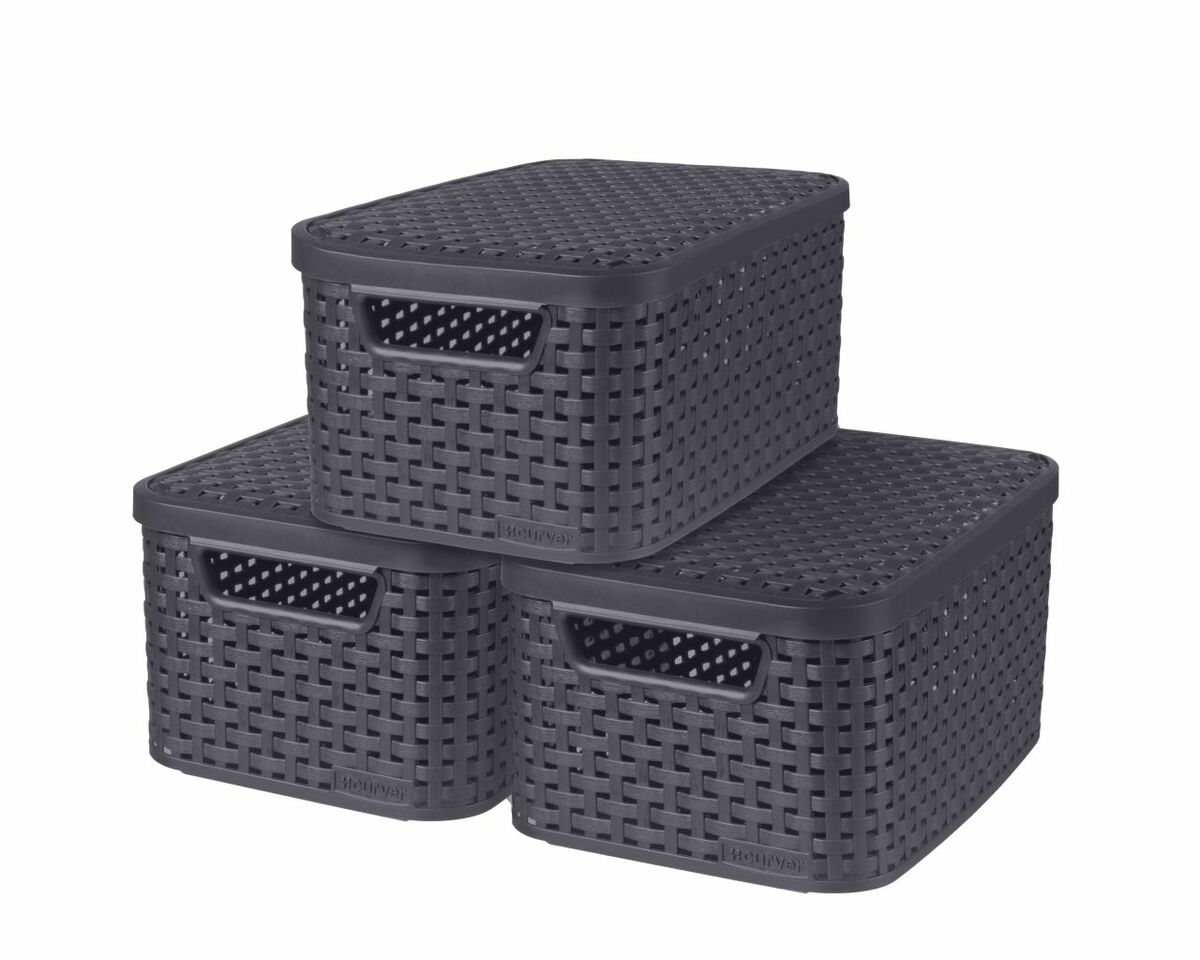 Bild 1 von 3-er Set STYLE Box S mit Deckel anthrazit