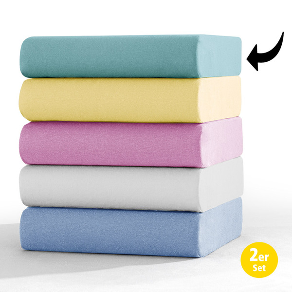 Bild 1 von Dreamtex Premium Jersey Spannbetttuch, 2er Set, 180-200x200 cm, mint