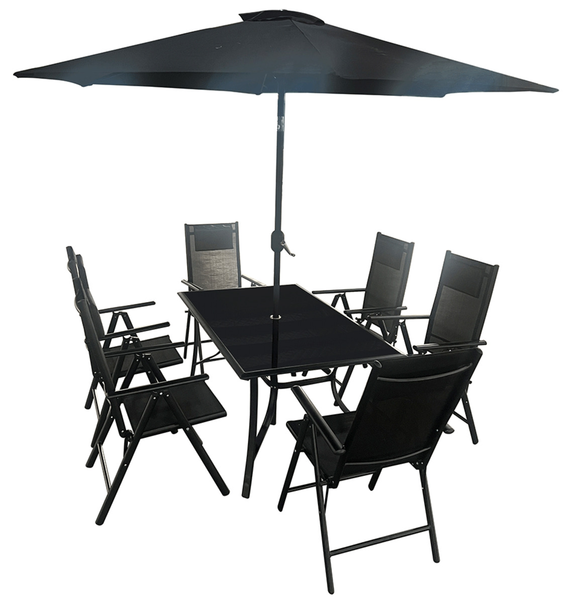 Bild 2 von Better Home 8-tlg. Aluminium Sitzgarnitur mit Sonnenschirm schwarz