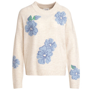 Damen Strickpullover mit Blumen-Muster