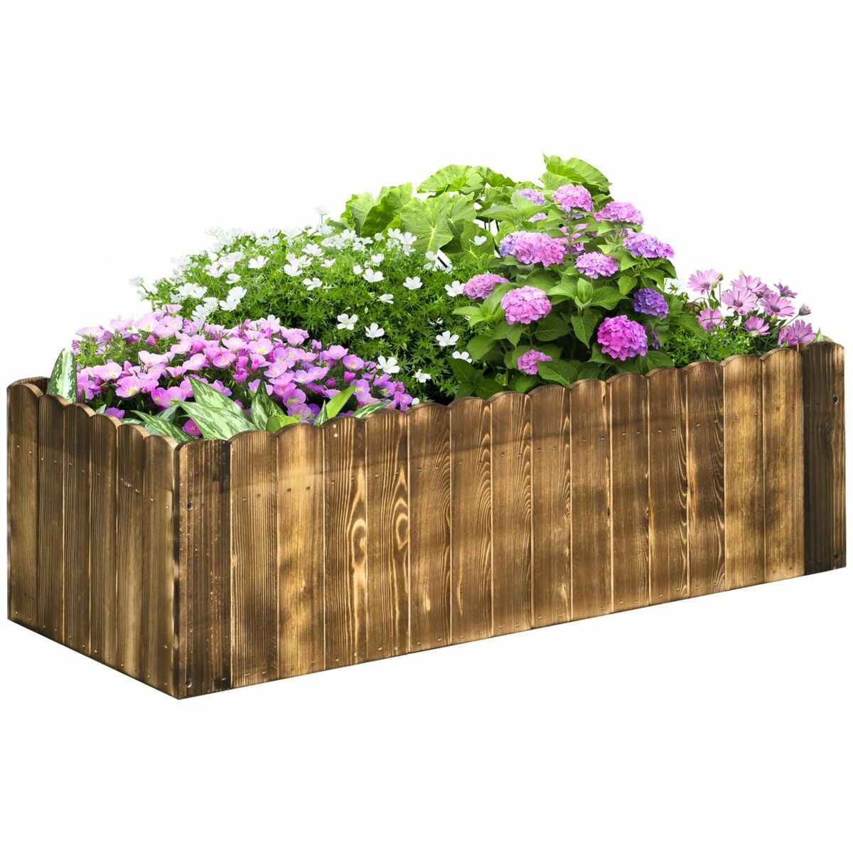 Bild 1 von Outsunny Hochbeet Pflanzkasten Kräuterbeet Pflanzbeet Gemüse Blumenbeet Blumenkasten Tannenholz 100